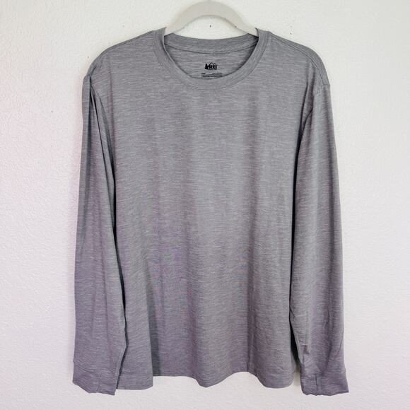 REI Active Pursuits Shirt Mens Large Activewear Layer UPF 50 Thumbholes Gray NEW - Picture 1 of 10
